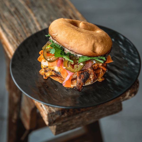 PINK OYSTER MUSHROOM BAGEL